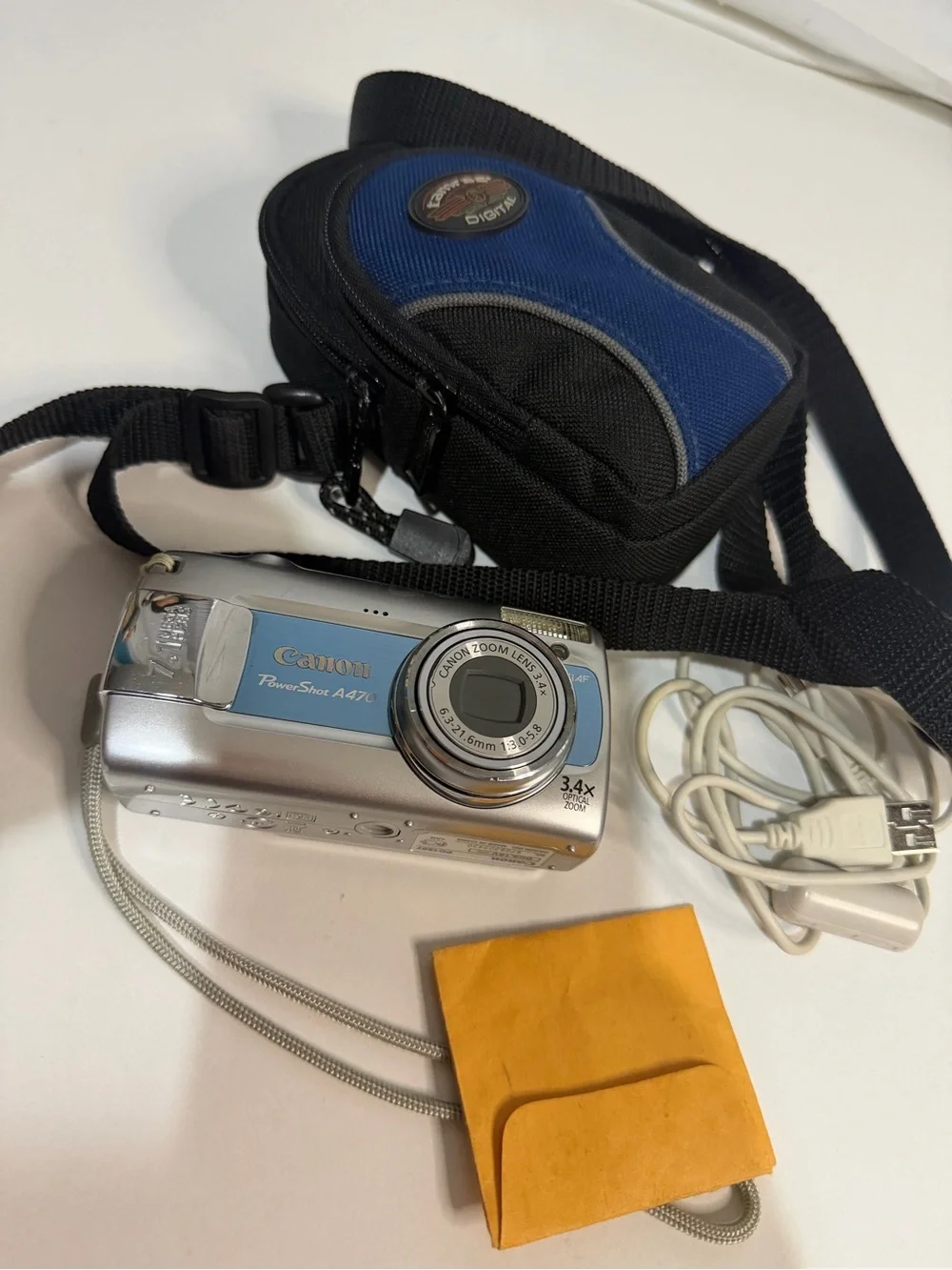 Canon PowerShot A470 Blue 7.1MP Digicam Y2K Bundle TESTED Charger SD Card Case